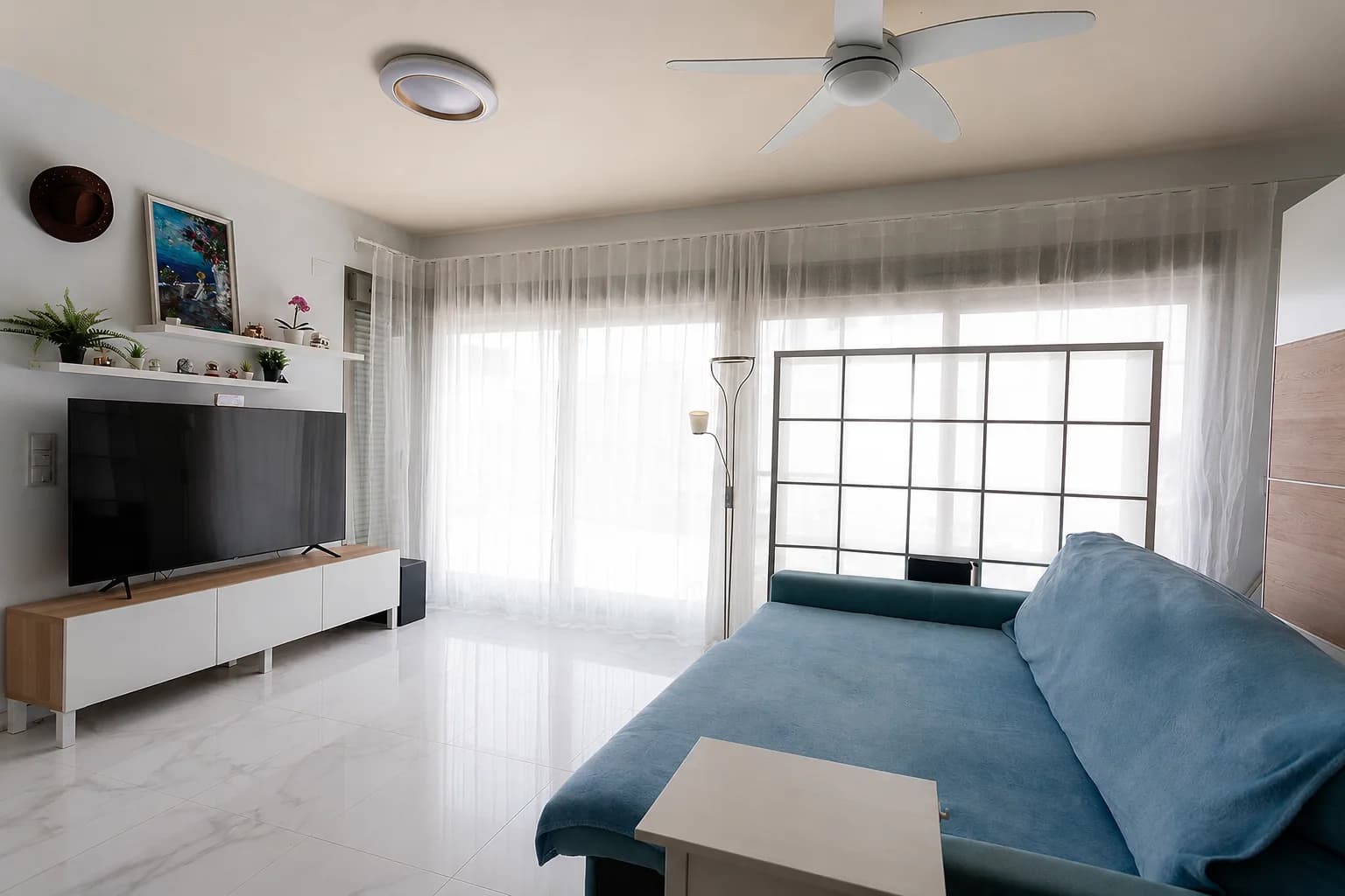 Living room with large windows